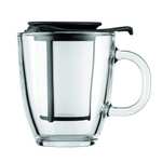Bodum Yo-Yo Set - Tetera Individual, 0,35 l, Taza de Cristal, Filtro y Tapa plástico, Color Negro