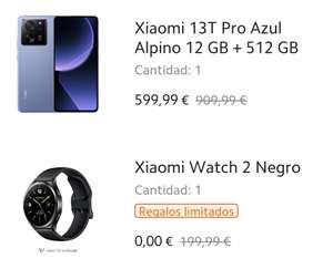 Xiaomi 13T PRO (12 GB 512 GB) + Xiaomi Watch 2 -> ESTUDIANTES (383 con Mi Points)