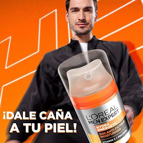 L'Oréal Men Expert Crema hidratante antifatiga para hombre con Vitamina C, Combate la apariencia de ojeras e hidrata la piel - 50 ml