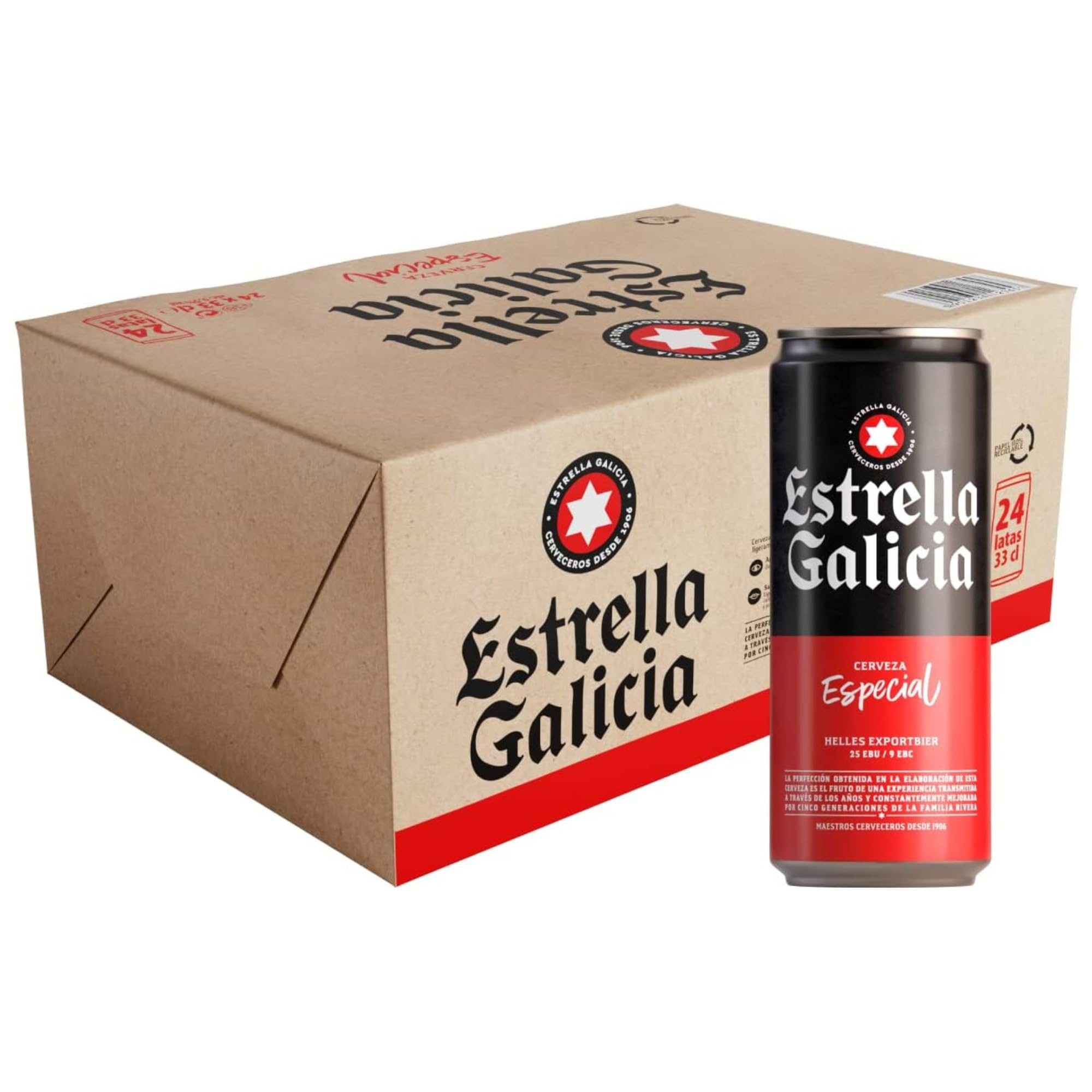 Estrella Galicia - Especial, Cerveza Lager, 24 Latas x 33 cl
