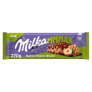3 Tabletas Milka MMMAX Nutty Choco Wafer Tableta Grande de Chocolate con Leche de los Alpes con Barquillo, 270g