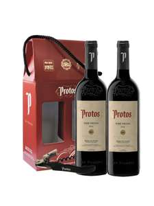 Estuche con 2 botellas de vino tinto Protos: Serie Privada + Descorchador