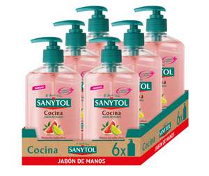 Jabón de Manos SANYTOL de Cocina Antibacteriano. Elimina los Malos Olores, con Pomelo y Limón Verde - Pack de 6 x 250 ml