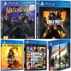 Pack de 5 videojuegos PS4:Grand Theft Auto V, The Division 2 , Medievil, Call Of Duty,Mortal Kombat11