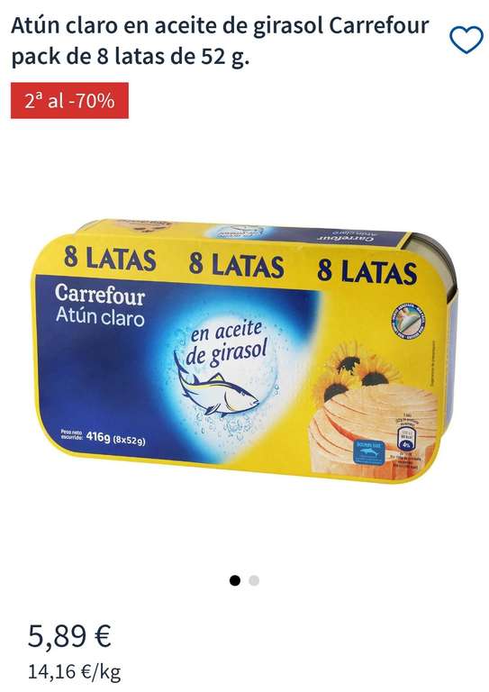 16 latas de Atún claro en aceite de girasol Carrefour
