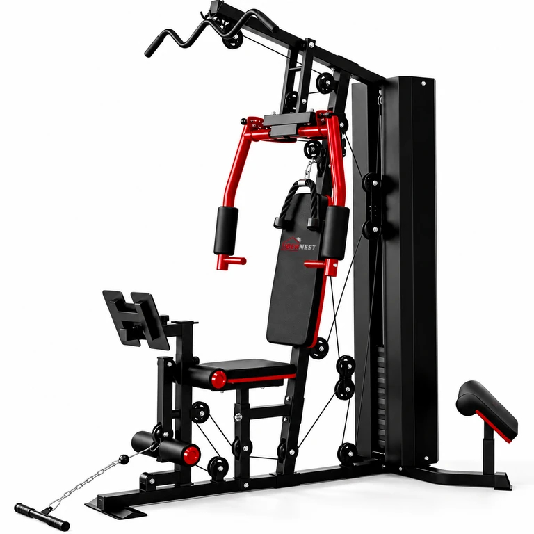 Multiestación de musculación | Bloque de pesas 77 kg | 15 ejercicios | Apoyo predicador