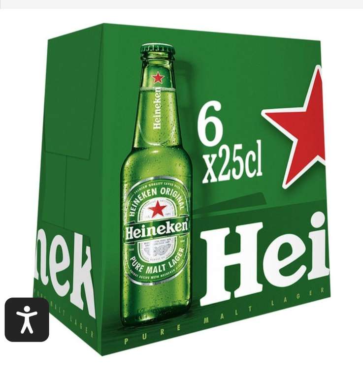 Heineken, cerveza rubia Lager holandesa pack 6 botellas 25 cl