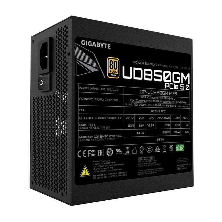Fuente/PSU Gigabyte UD850GM PG5 80 Plus Gold 850W ATX 3.0 PCIE 5.0 Modular