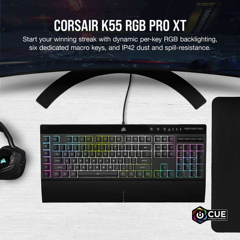 Teclado Gaming Corsair K55 RGB PRO XT (ES) - Reposamuñecas extraíble