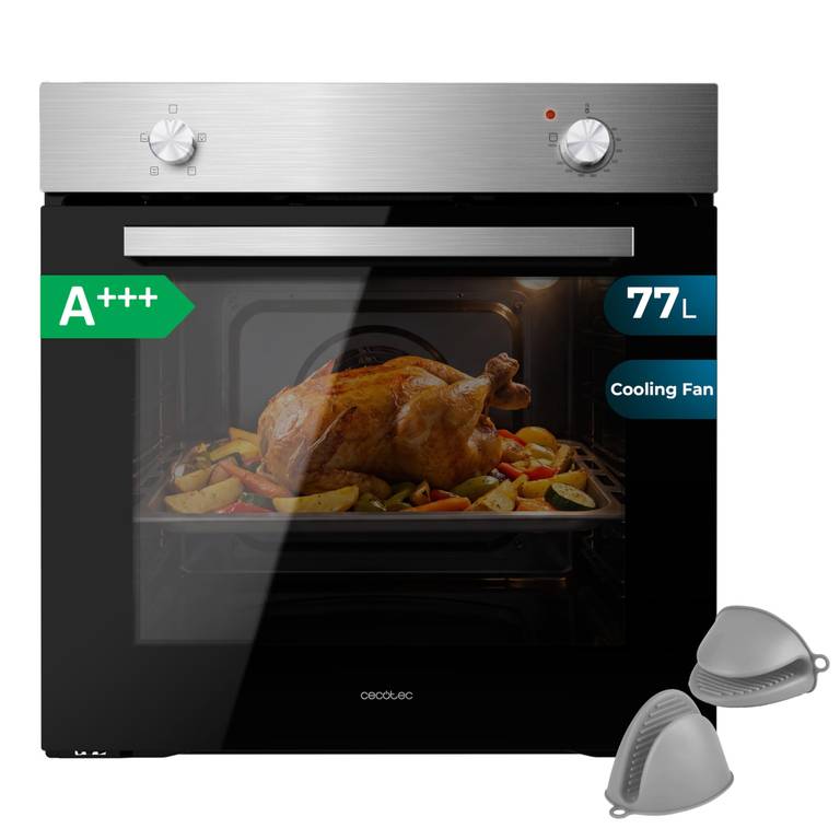 Cecotec Horno Integrable Bolero Hexa C126000 Inox A GloveKit. 2800 W, 77 L de capacidad, 4 Funciones
