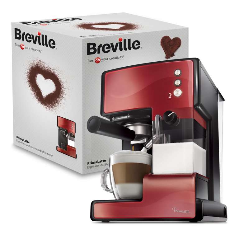 Cafetera para espresso, cappuccino y latte Breville PrimaLatte| Bomba italiana con 15 bar |Depósito para tratamiento de leche integrado