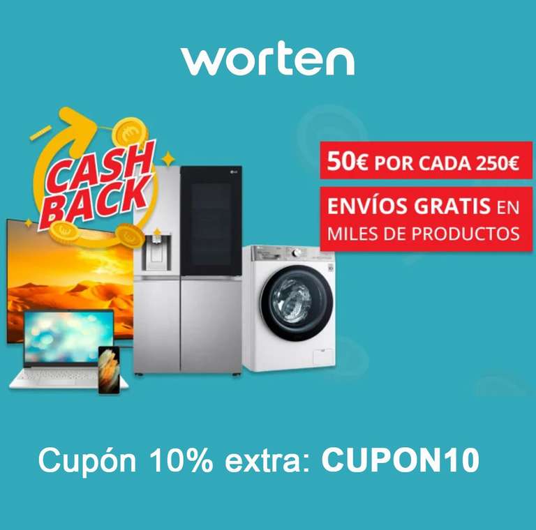 10% dto. extra Electrodomésticos y Televisores + 50€ de regalo por cada 250€ de compra