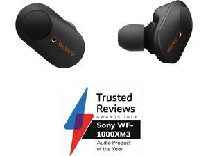 Auriculares True Wireless - Sony WF-1000XM3, Noise Cancelling, Asistente de voz, 24 horas, Bluetooth 5, Negro / Plata