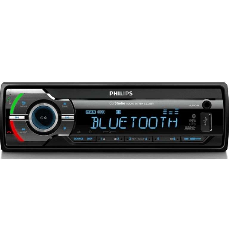 Philips PHICE235BT - Radio para Coche, Bluetooth, USB, 4V, MP3 Color Negro