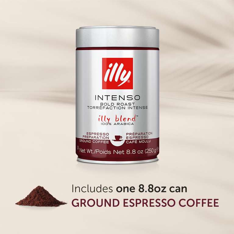 3 x INTENSO, illy café mezcla 100% Arábica, sabor intenso y con cuerpo