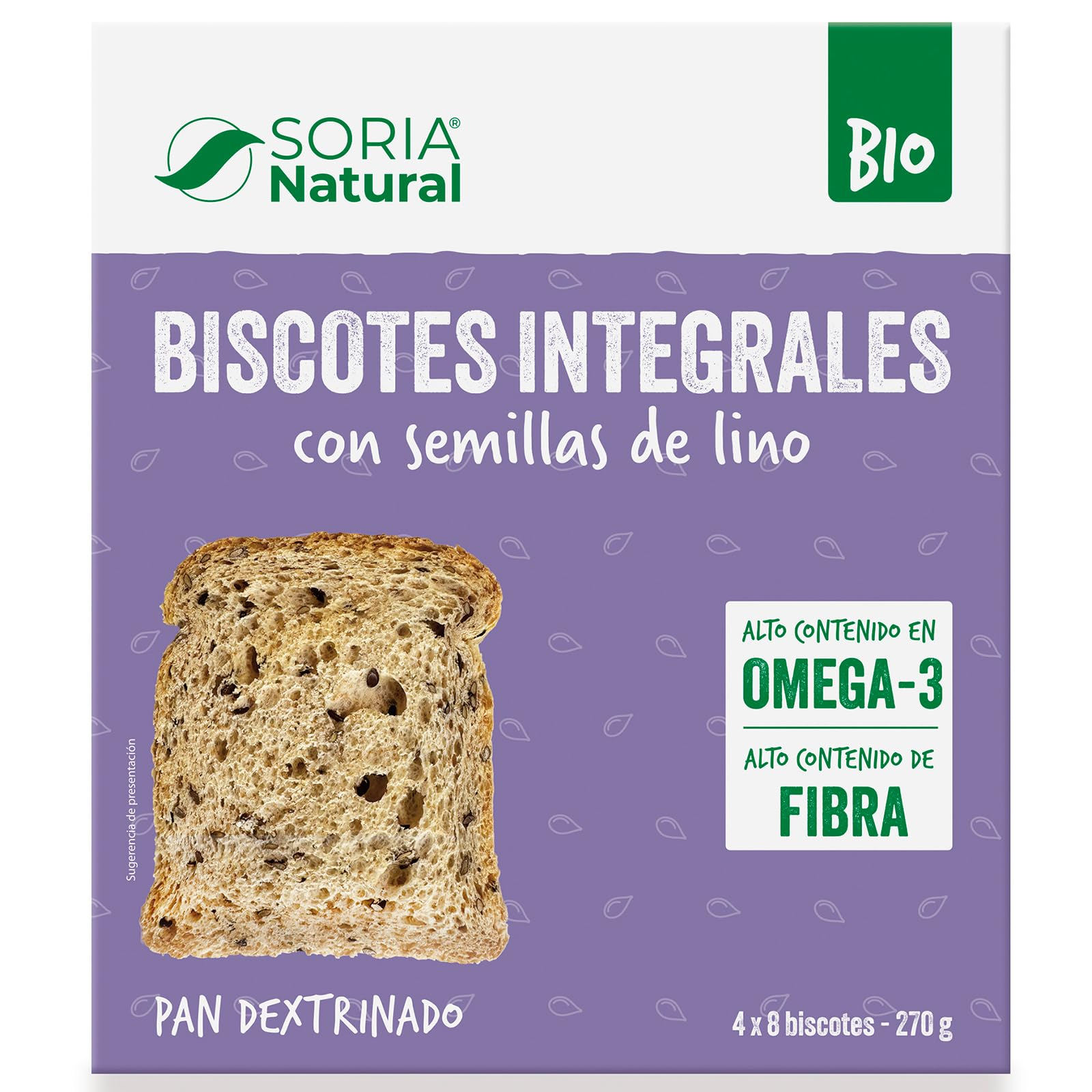 Pack 4x Biscotes Integrales Soria Natural (1,08 kg) por 3,45€ - A 0,86€/paquete, Con Lino y AOVE