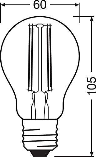 LEDVANCE Lámpara LED - E27 - blanco cálido - 2700 K - 5,50 W - Reemplaza las lámparas incandescentes 60W - SMART+ Filament Classic Dimmable