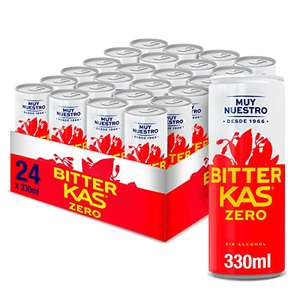 Bitter KAS Zero 330 ml - Refresco Amargo Sin Azúcar y Sin Alcohol - Pack 24 Latas [Unidad 0'68€]