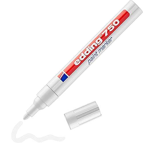 edding 750 marcador de tinta opaca - blanco - 1 rotulador - punta redonda 2-4 mm - para metal, vidrio, piedras o plástico