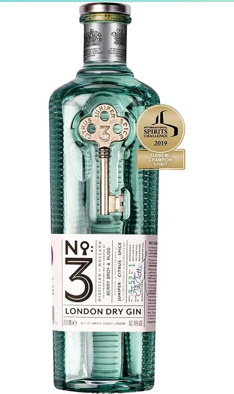 No. 3 London Dry Gin – Ginebra Premium 700 ml, 46º - Ganadora del "World's Best" 4 veces