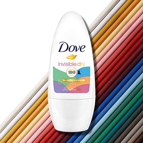 Pack Desodorante Dove Roll On 48h Invisible Antimanchas Blancas Sin Alcohol , Pack de 2 x 50 ml [Unidad 1'19€]