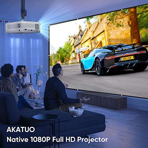 Proyector Nativo 1080P 5G WiFi, AKATUO Bluetooth 5.1 Videoproyector, 4K Soportado 8000L, Compatible con HDMI USB VGA AV TF,
