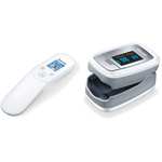 Beurer FT 85 Termómetro digital de infrarrojos sin contacto & PO 30 Pulsioxímetro, medición saturación de oxígeno (SpO2)