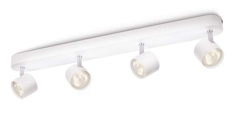 Philips myLiving Star - Barra de focos, LED, 4 luces, aluminio, luz blanca cálida, 3 W, color blanco