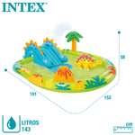 INTEX - Piscina infantil hinchable con dispersor de agua y tobogán dinosaurio