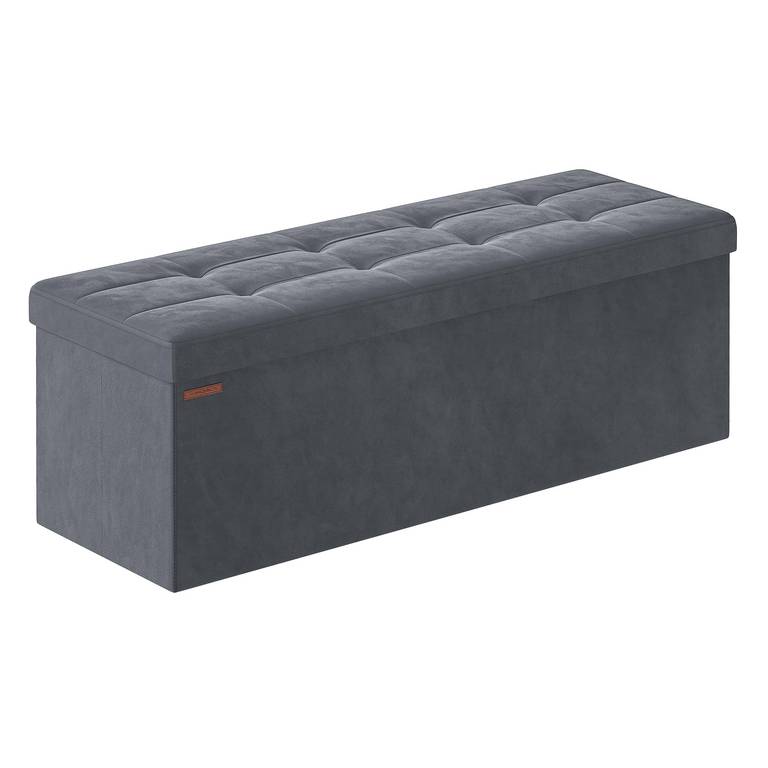 SONGMICS Puff Almacenaje, Baúl de Almacenaje Plegable, 38 x 110 x 38 cm Soporta hasta 300 kg