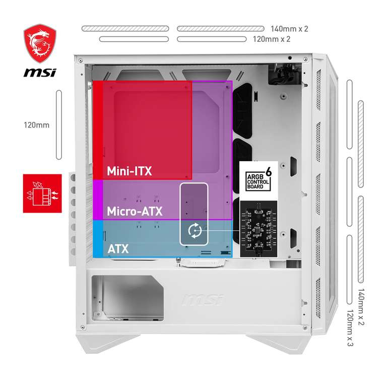 MSI MPG Gungnir 110R White - Caja PC ATX