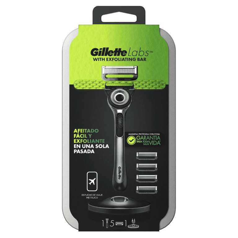 Gillette Labs maquinilla de afeitar con barra exfoliante + estuche de viaje + 5 cuchillas de recambio