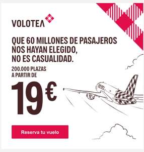 Vuelos a 19€ VOLOTEA vuelos hasta el 30 de Junio promoción compras hasta el 11 de Abril