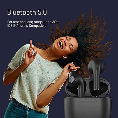 Auriculares Inalámbricos,Auriculares Bluetooth HiFi Estéreo, cascos IPX5 Impermeables,In-Ear Cascos con Microfono Dual y Caja de Carga