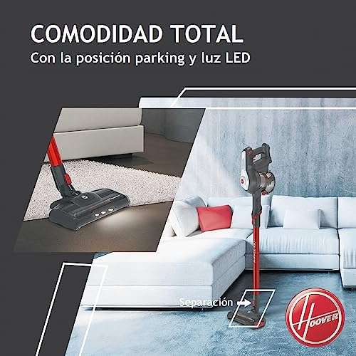 HOOVER Aspiradora Escoba Sin Cable, Depósito 0.9L, Posición Parking, Luz  LED, Autonomía 40min - HF100