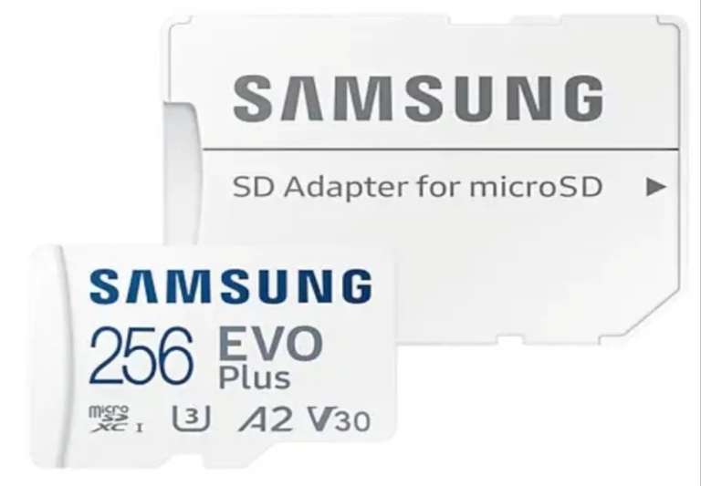 Solo 15€! Samsung EVO Plus MicroSDXC 256GB UHS-I U3 V30 Clase 10 con Adaptador ( Oferta Válida Para Nuevos Usuarios )