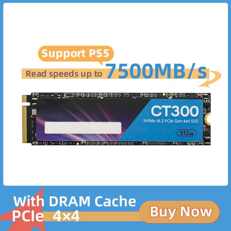 MiWhole CT300 1TB, NVMe 1.4, PCIe 4.0 x4, 3D TLC 232-layer - Hasta 7500MB/s lectura, 6500MB/s escritura