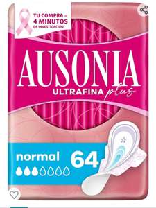 Ausonia Ultrafina Plus Compresas con Alas, Normal, 64 Unidades, Protección Todo en Uno