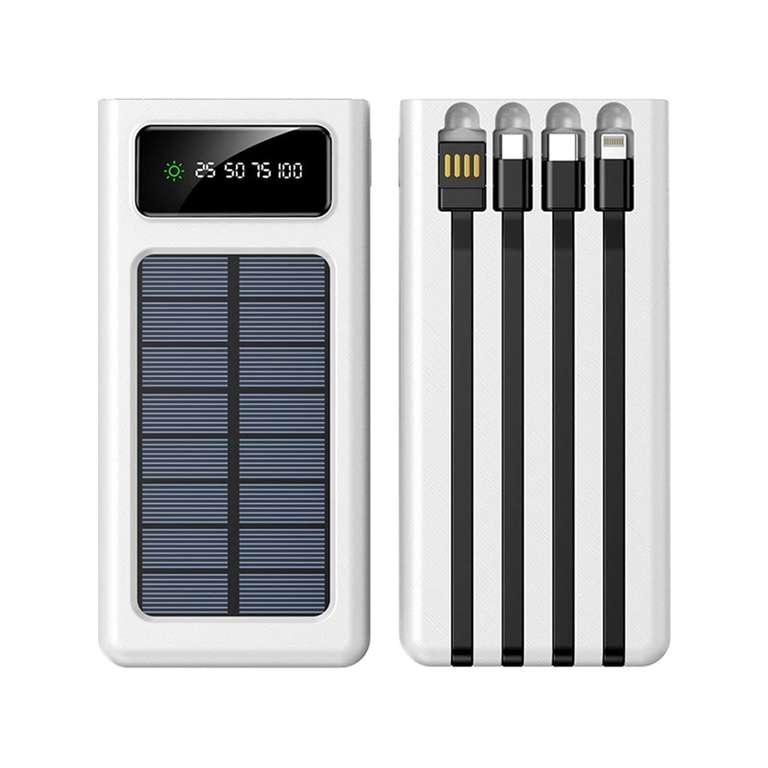 Cargador portátil Solar Power Bank 20000Mah Gran Capacidad Incorporado 5 Salidas y 3 entradas Cable y Linterna( 1er pedido:13,38€ en app)