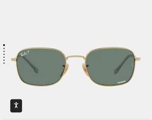 Ray-Ban :: Gafas de sol unisex rectangulares de metal en dorado con lentes polarizadas