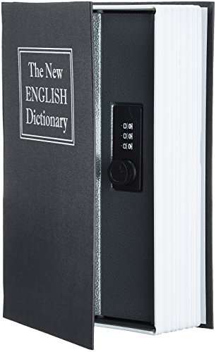 Amazon Basics - Caja de seguridad en forma de libro - Cerradura con combinación - Negro