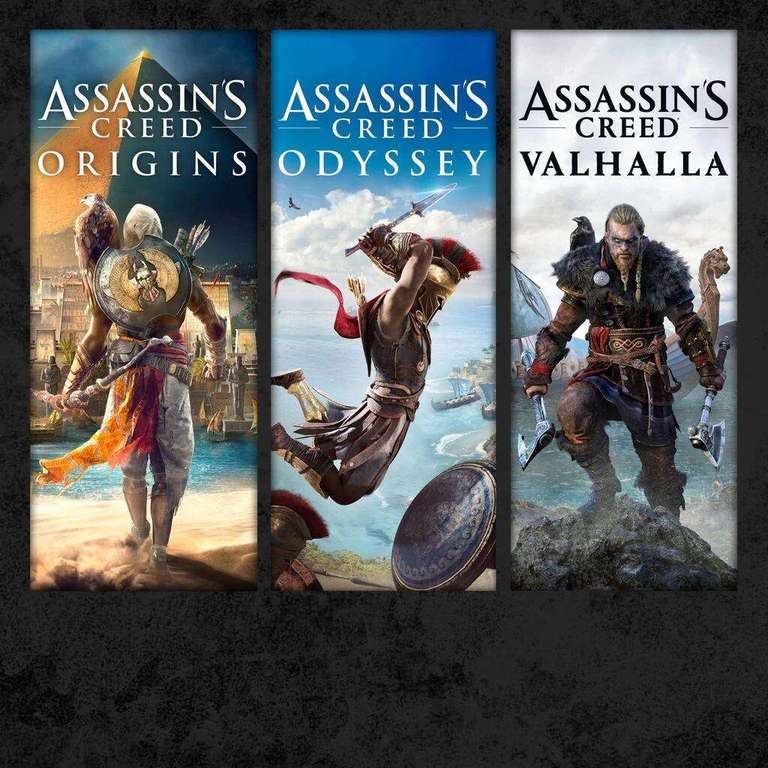 [Xbox] Assassin's Creed Mythology Pack: Origins + Odyssey + Valhalla por 32,77€ con CDKeys card (Microsoft Store brasileño)