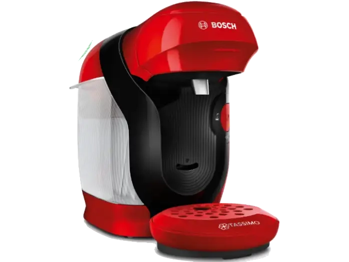 Cafetera de cápsulas - Bosch Tassimo Style TAS113E, 3.3 bar, 0.7 l, 1.400 W, Intellibrew, Tamaño Compacto, Sostenible, Rojo