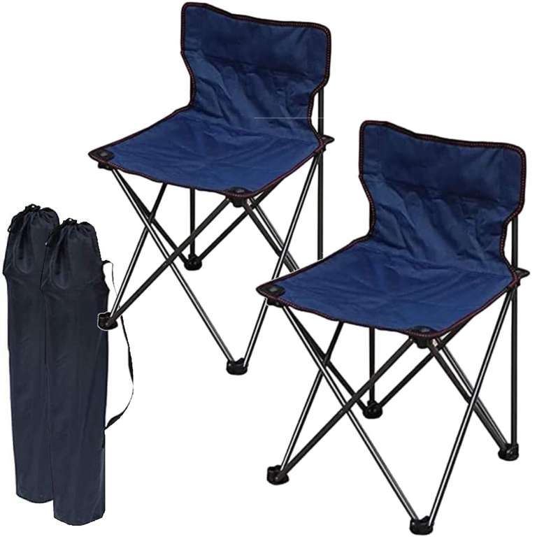 Conjunto de 2 Sillas Camping Plegables Ligeras portátiles al aire libre mochila (azul, azul marino o verde)
