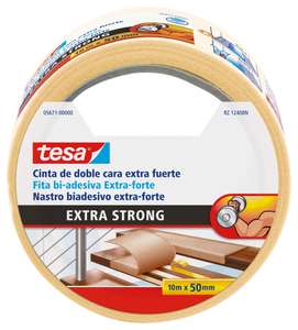 Tesa TE05671-00000-11 Cinta doble cara Extra fuerte 10m x 50mm beige, Standard