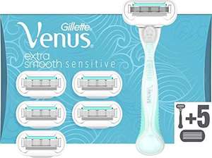 Gillette Venus Delux Smooth Sensitive Maquinilla de Afeitar Mujer + 6 Cuchillas de Recambio