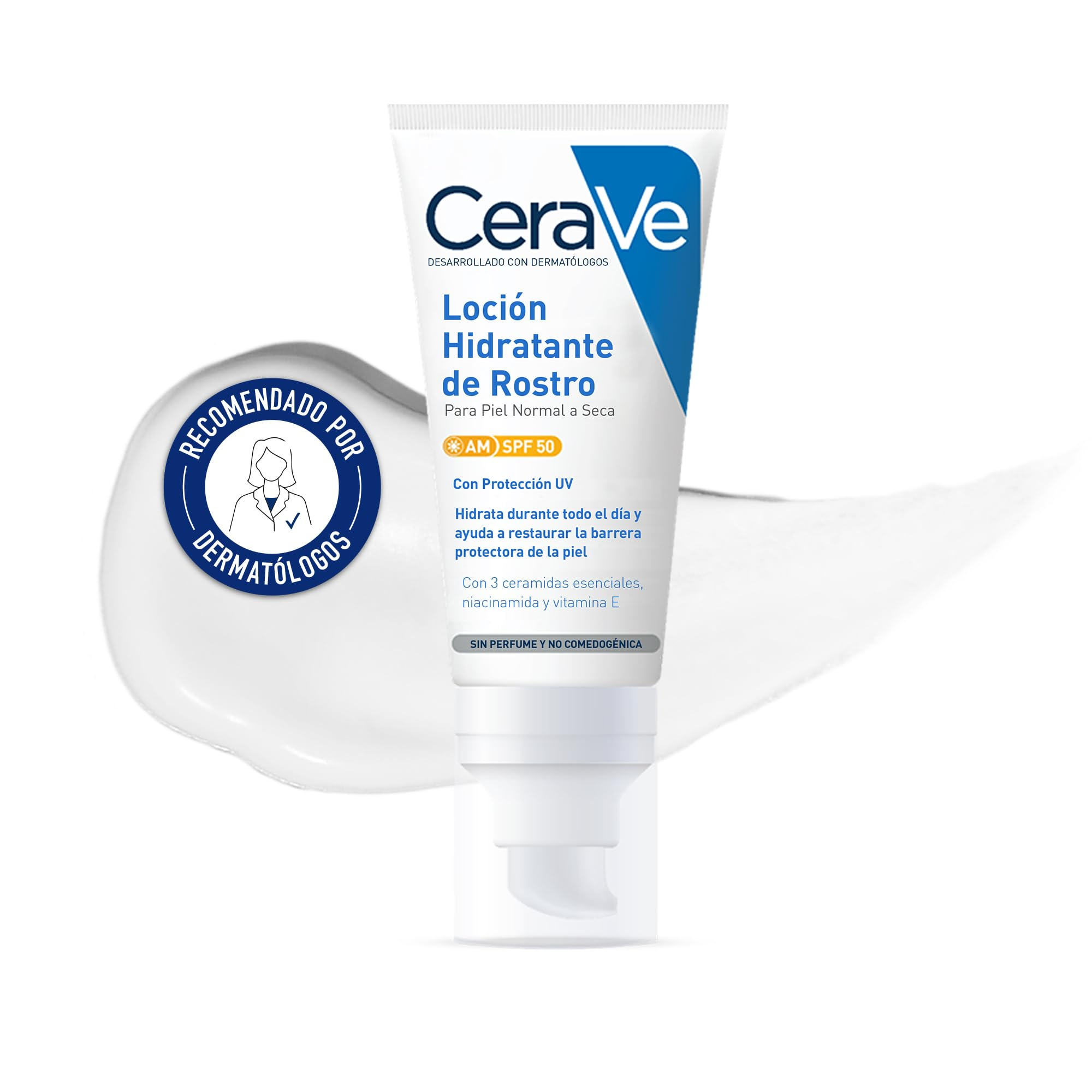 CeraVe, Loción Hidratante de Rostro SPF 50