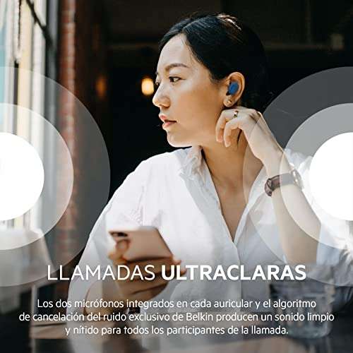Belkin auriculares True Wirelesscertificación IPX5, 38 horas de autonomía