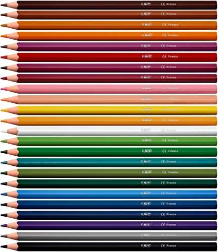 Lápices de colores BIC Intensity, crayones triangulares, lápices de colores para pintar en 24 colores, en estuche de cartón