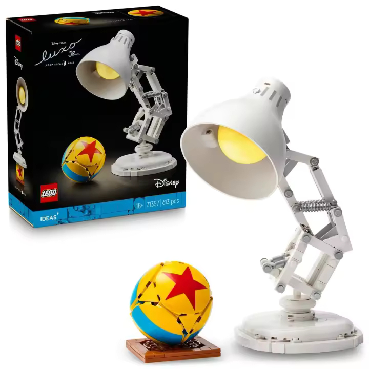 LEGO 21357 Ideas: Disney Pixar Luxo Jr., Modelo de Exposición con Base y Pelota Pixar 613 piezas